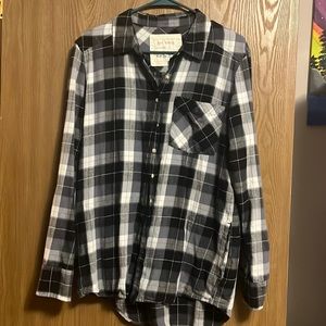 Girl Krazy size large fit/ boyfriend style black grey and white flannel
